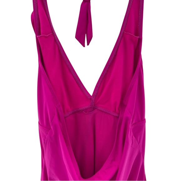 Assets by SPANX Pink V-Neck Ruffle Halter Style Swimsuit Size XL Preppy Vacation - Picture 5 of 7